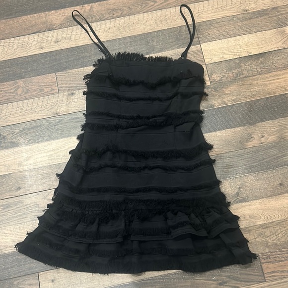 Luvalot Black Cocktail Mini Fringe Dress Size 4 - Picture 1 of 4